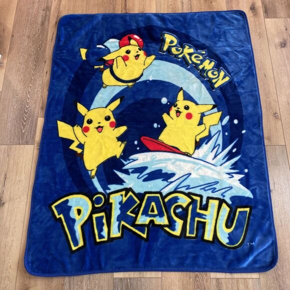 Vintage 90s RARE Pokemon Pikachu Fleece (not Knit) Blanket 60”x48” The Northwest - Picture 1 of 7